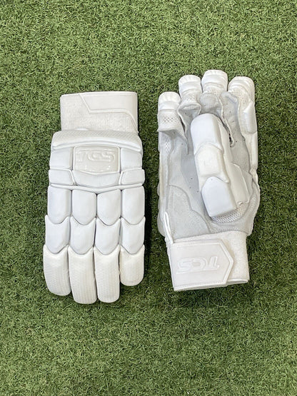 TCS Pro Edition All White Batting Gloves - Brand New - Left Hand Men's Size
