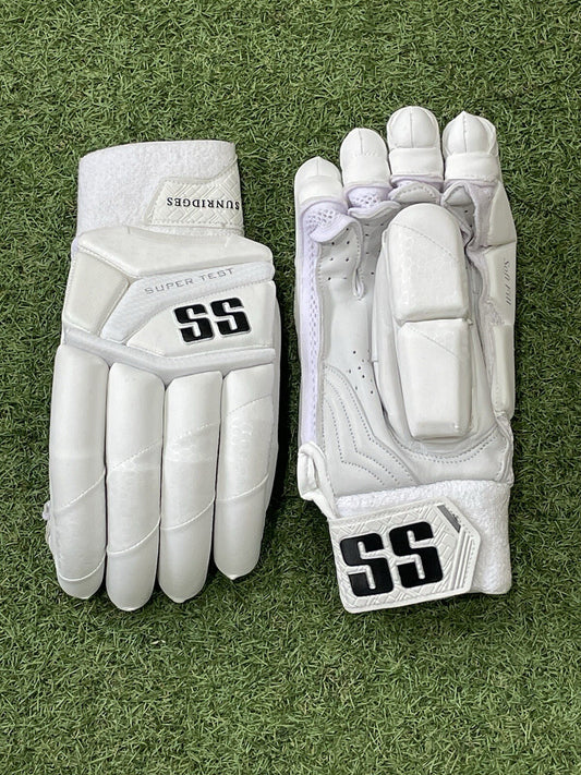SS Super Test White Batting Gloves - Brand New - Left Hand Mens Size