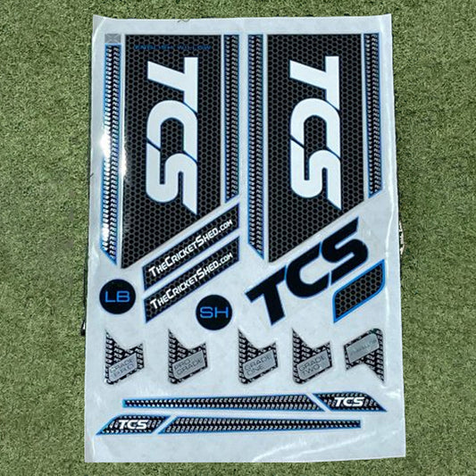 TCS Black Blue Cricket Bat Stickers